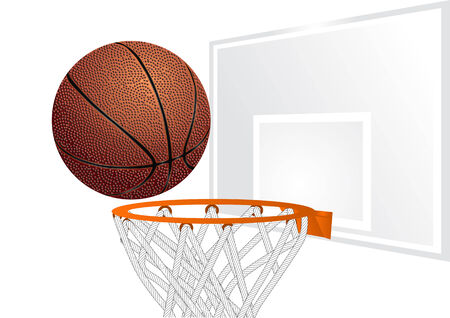 basketball and basket  ball falls through a basketのイラスト素材