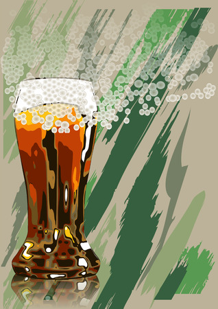 beer and foam  glass of beer on the background of military-styleのイラスト素材