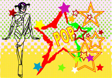 stars in pop art style  abstract multicolour backgroundのイラスト素材