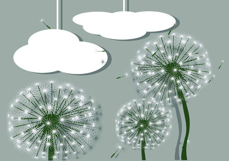 abstract dandelions and white clouds. のイラスト素材