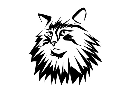 norwegian forest cat. silhouette isolated on whiteのイラスト素材