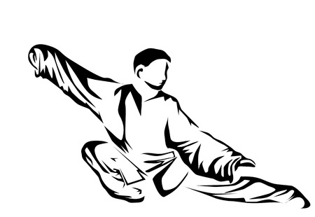 tai chi. silhouette of man isolated on whit backgroundのイラスト素材