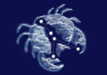 cancer,  abstract zodiac sign on blue backgroundの写真素材