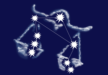 libra.  sign libra  and costellation on night sky