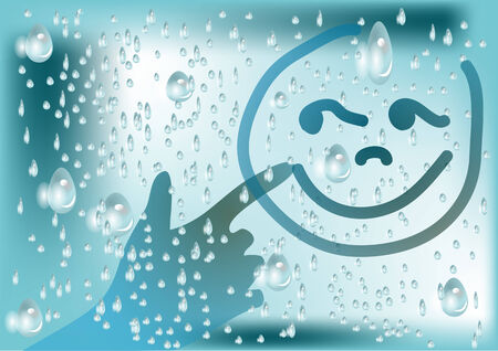 drops and hand. water drops on glass with shadow handのイラスト素材