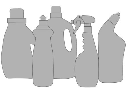 cleaning products. abstract silhouette of bottles of detergentのイラスト素材