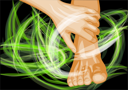 foot massage, hand and foot in energy lightのイラスト素材