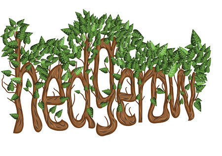 hedgerow letters as trees with leavesのイラスト素材