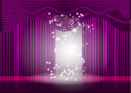 violet theatre stage curtain with abstract lightのイラスト素材