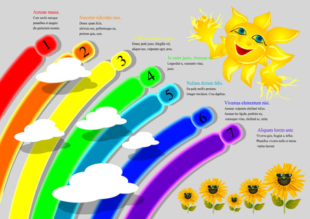 cartoon rainbow infographicsのイラスト素材