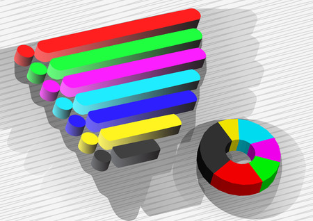 set for infographic. multicolor graph on abstract grey backgroundのイラスト素材