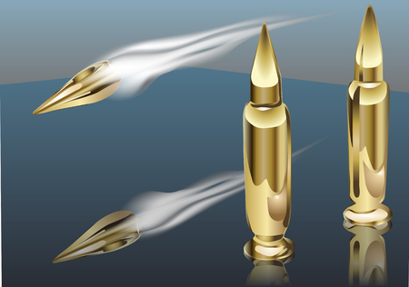 bullet smoke. three bullet on dark backgroundのイラスト素材
