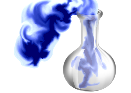 chemical energy. flask and smoke isolated on white backgroundのイラスト素材