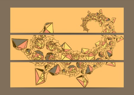 banners with spiral. three banners with abstract decorationのイラスト素材