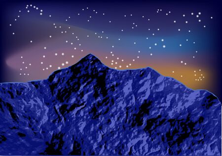 night mountain against a starry sky. のイラスト素材