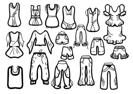 clothes on line colour isolated on whiteのイラスト素材