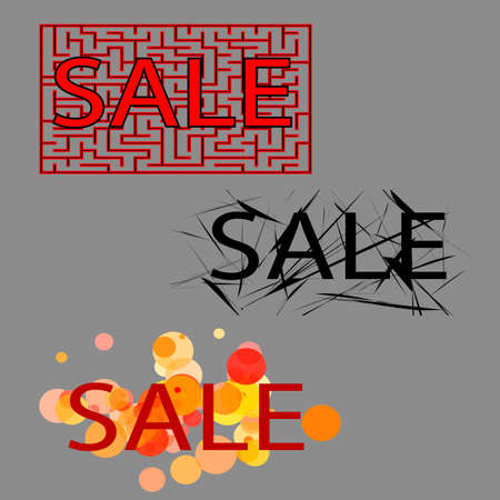 sale. set of three tag on a gray backgroundのイラスト素材