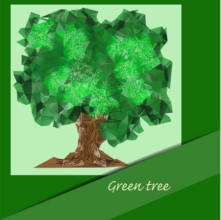 triangular tree. abstract green tree on green backgroundのイラスト素材