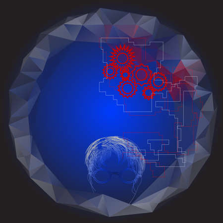 man and gear. concept of human intelligenceのイラスト素材