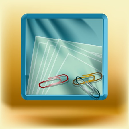 icon with clips and paper.close up of a metal paper clip and paperのイラスト素材