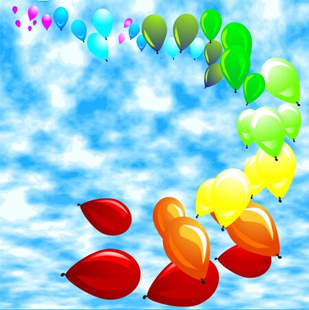 balloon against a blue sky with white cloudsのイラスト素材