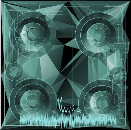 music. abstract bacground with triangular speakers and waveのイラスト素材