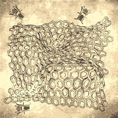 honeycomb and bee in vintage color. 10 EPSのイラスト素材
