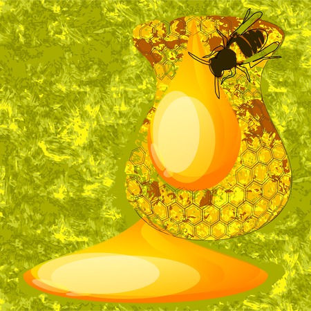 abstract honey in form of jug on green backgroundのイラスト素材