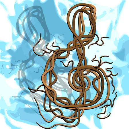 treble clef on abstract blue backgroundのイラスト素材