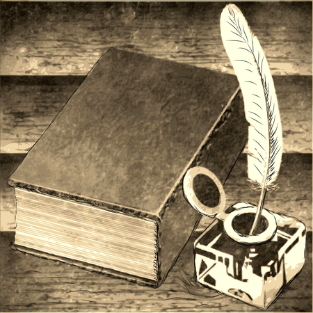 book and ink in vintage colorのイラスト素材