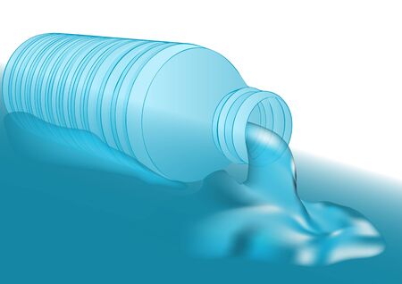 bottle and water. plastic bottle with flow of waterのイラスト素材