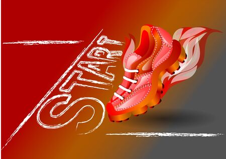 starting line. sport shoe on starting lineのイラスト素材