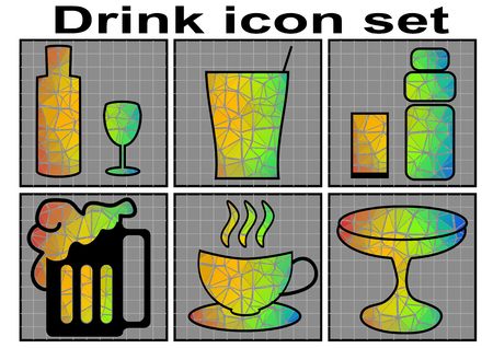 drink icon set. Vector set of 6 multicolor drink iconのイラスト素材