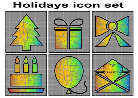 holidays icon set. Vector set of 6 multicolor iconのイラスト素材