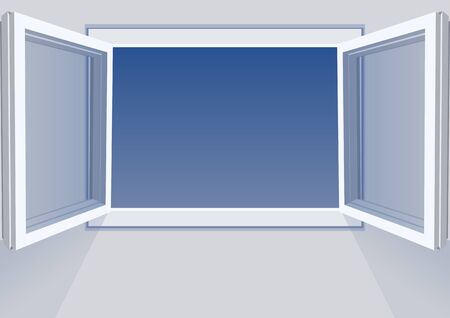 windows open. empty room with opened windowsのイラスト素材