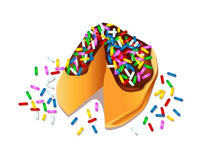 fortune cookies with sprinkles isolated on white backgroundのイラスト素材