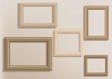 picture frames on wall. set of simple decorative framesのイラスト素材