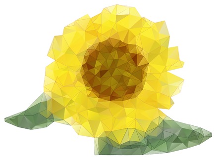 abstract sunflower drawing with triangles isolated on whiteのイラスト素材