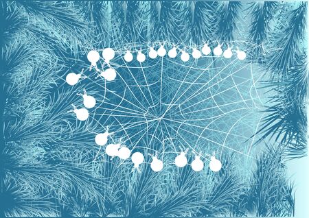 christmas tree and abstract christmas light in blue and whiteのイラスト素材