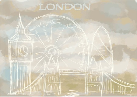 london. abstract cityscape on abstract sky backgroundのイラスト素材
