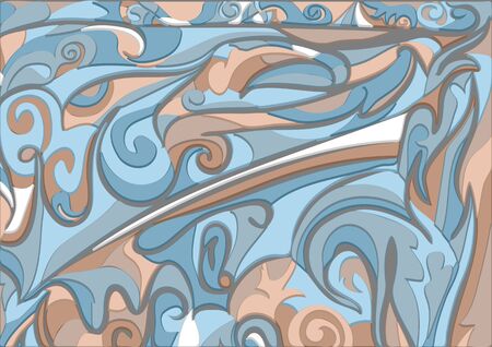 abstract background in blue and beige leavesのイラスト素材