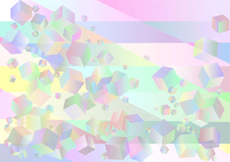abstract background with multicolor cubes and rombesのイラスト素材