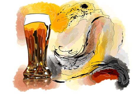 beer foam on abstract corolful background with splashのイラスト素材