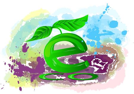 eco sign on abstract multicolor grunge backgroundのイラスト素材