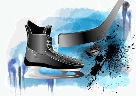 hockey skate in abstract molticolor grunge backgroundのイラスト素材