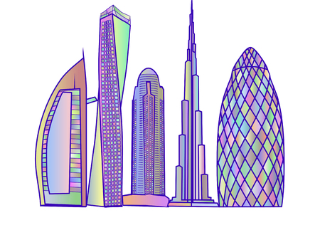 dubai skyline2. abstract building isolated on white backgroundのイラスト素材