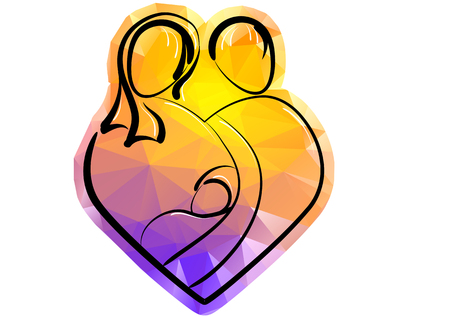 family sign. abstract man, woman and child on white backgroundのイラスト素材