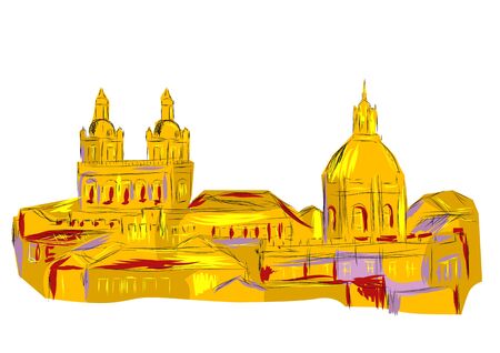 lisbon. silhouette of town on white backgroundのイラスト素材