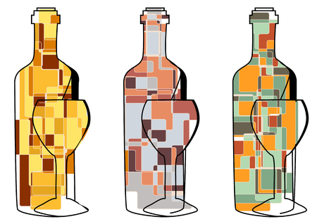 set of abstract wine isolated on a white backgroundのイラスト素材