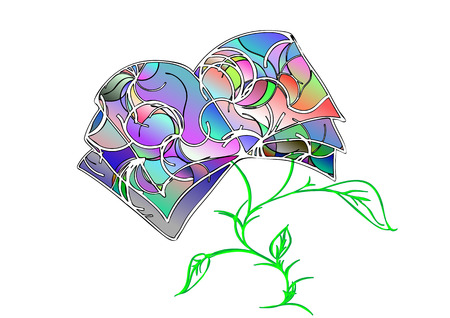 multicolor book as plant isolated on a white backgroundのイラスト素材